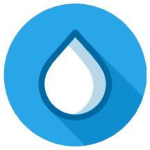 water drop icon in a blue circle